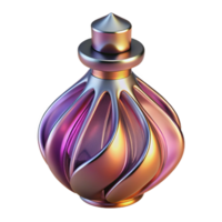 vibrant artistic A bottle of perfume with a unique, sculpteglass design, showing the liquiinside, dramatic lighting, isolateon transparent background,high-resolution product photography genuine png