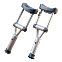 fascinating exemplary Crutches, adjustable aluminum frame, rubber tips, hangrips, soft lighting, side view, photorealistic, isolateon transparent background,high-resolution product photography png