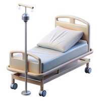 hypnotic baroque Hospital bed, adjustable frame, side rails, IV pole, white linens, studio lighting, photorealistic, isolateon transparent background,high-resolution product photography genuine png