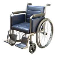 sought-after rustic Wheelchair, chrome frame, paddeseat anbackrest, rubber wheels, studio lighting, photorealistic, isolateon transparent background,high-resolution product photography studio quality png
