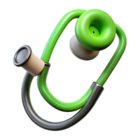 remarkable rustic Stethoscope, cartoon style, bright green tubing, oversizeear tips, exaggeratedetails, front view, isolateon transparent background,high-resolution product photography refined png
