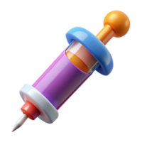 quintessential artistic Syringe, cartoon style, oversizeneedle, fillewith colorful liquid, exaggeratedetails, side view, isolateon transparent background,high- elite png