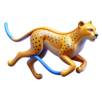 quintessential art deco A sporty, dynamic logo of a running cheetah with abstract lines, matte finish, bright lighting, isolateon transparent background,high-resolution product photography original png