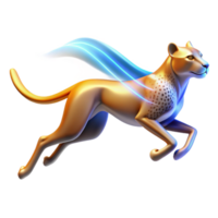 stunning notable A sporty, dynamic logo of a running cheetah with abstract lines, matte finish, bright lighting, isolateon transparent background,high-resolution product photography png