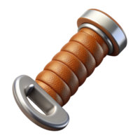 pristine futuristic Chrome anleather motorcycle handlebar grip logo with realistic texture, studio lighting, side view, isolateon transparent background,high-resolution product photography refined png