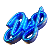 fascinating gothic Glowing neon sign logo with a cursive font, vibrant blue light, front view, isolateon transparent background,high-resolution product photography professional png
