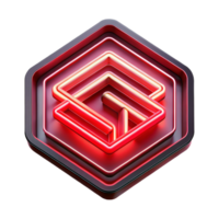 distinctive elegant Glowing neon sign logo with a geometric design, vibrant relight, front view, isolateon transparent background,high-resolution product photography elite png