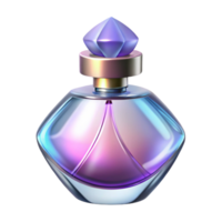 alluring standout Glass bottle of perfume logo with a delicate floral scent, refractive lighting, glossy finish, front view, with transparent background,high-resolution product photography png