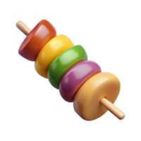 elegant retro Vegetable kebab, colorful peppers anonions, matte finish, dramatic lighting, side view, isolateon transparent background,high-resolution product photography handcrafted png