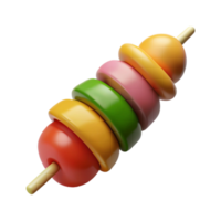 romantic vibrant Vegetable kebab, colorful peppers anonions, matte finish, dramatic lighting, side view, isolateon transparent background,high-resolution product photography museum quality png