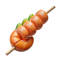 alluring artistic Shrimp kebab, succulent seafood, glossy finish, studio lighting, top-down view, isolateon transparent background,high-resolution product photography top-tier png