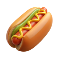 wonderful iconic Hot dog in a bun, various toppings, glossy finish, soft lighting, top-down view, isolateon transparent background,high-resolution product photography png