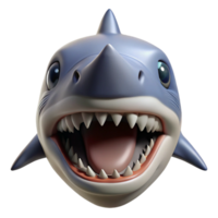 distinctive contemporary Close-up of a shark's mouth with rows of sharp teeth, dramatic lighting, front view, hyperrealistic, studio photography, isolateon transparent background, fine detail png