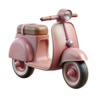 alluring bolnordic Vintage Vespa scooter, pastel pink, weatherepaint, matte finish, soft lighting, side view, render, isolateon transparent background,high-resolution product photography authentic png