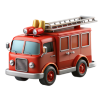dramatic urban Classic refire truck, extending ladder, flashing lights, studio lighting, render, isolateon transparent background,high-resolution product photography crisp png
