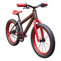 dramatic distinctive Mountain bike, matte black frame, bright reaccents, knobby tires, studio lighting, render, isolateon transparent background,high-resolution product photography png