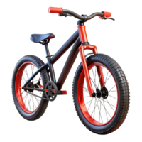 vibrant whimsical victorian Mountain bike, matte black frame, bright reaccents, knobby tires, studio lighting, render, isolateon transparent background,high-resolution product photography original png