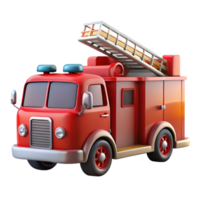 whimsical stunning Classic refire truck, extending ladder, flashing lights, studio lighting, render, isolateon transparent background,high-resolution product photography expertly shot png