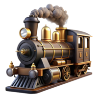 reflective dazzling Steam train locomotive, black angollivery, puffing smoke, studio lighting, render, isolateon transparent background,high-resolution product photography genuine png