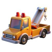 fascinating surreal Tow truck, flashing lights, extendetow hook, studio lighting, render, isolateon transparent background,high-resolution product photography high quality png