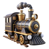 mesmerizing urban Steam train locomotive, black angollivery, puffing smoke, studio lighting, render, isolateon transparent background,high-resolution product photography high quality png