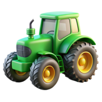 enchanting tranquil surreal Green tractor, large tires, farming equipment attached, studio lighting, render, isolateon transparent background,high-resolution product photography top-tier png