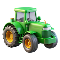 impressive joyful futuristic Green tractor, large tires, farming equipment attached, studio lighting, render, isolateon transparent background,high-resolution product photography expertly shot png