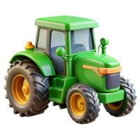 wonderful mysterious artistic Green tractor, large tires, farming equipment attached, studio lighting, render, isolateon transparent background,high-resolution product photography studio quality png
