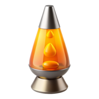 exquisite calm coastal Lava lamp, vibrant orange wax, silver base, glowing internal light, front view, isolateon transparent background,high-resolution product photography professional png
