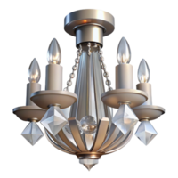 vibrant quintessential Crystal chandelier lamp, multiple clear crystal prisms, sparkling bright lighting, bottom view, isolateon transparent background,high-resolution product photography png