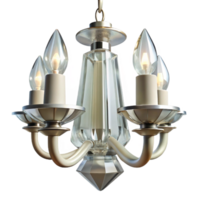excepcional nórdico cristal lustre lâmpada, múltiplo Claro cristal prismas, espumante brilhante iluminação, inferior visualizar, isolamento transparente fundo, alta resolução produtos fotografia perfeito clareza png