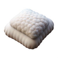 fascinating minimalist Fluffy down pillow, white cotton cover, plump aninviting, soft lighting, front view, isolateon transparent background,high-resolution product photography original png