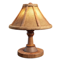 splendibohemian Rustic wooden table lamp, carvedetails, burlap shade, warm ambient light, isolateon transparent background,high-resolution product photography precision png