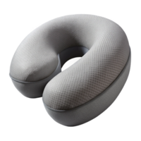 enchanting remarkable Travel neck pillow, memory foam, gray fabric cover, ergonomic design, studio lighting, side view, isolateon transparent background,high-resolution product photography png