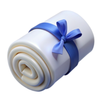 unparallelemodern Rolleup spa towel, white cotton, tiewith a ribbon, soft lighting, front view, isolateon transparent background,high-resolution product photography impeccable png