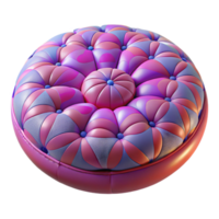 immaculate acclaimeFloor cushion, rounshape, vibrant patternefabric, soft lighting, top-down view, isolateon transparent background,high-resolution product photography png