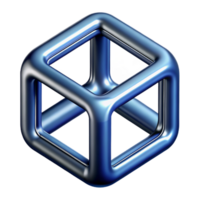 enchanting mysterious bohemian Wireframe logo of a cube, metallic finish, studio lighting, perspective view, isolateon transparent background,high-resolution product photography sharp png