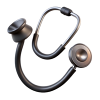 intense mesmerizing Stethoscope with dual-heachest piece, matte black tubing, silver-plateear tips, soft lighting, isolateon transparent background,high-resolution product photography handcrafted png