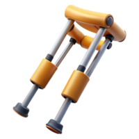 dramatic majestic Crutches with adjustable height, rubber tips, paddearmrests, studio lighting, side view, isolateon transparent background,high-resolution product photography professional png
