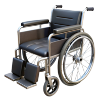 energetic impressive Wheelchair with foldable frame, black fabric seat, metal footrests, studio lighting, isolateon transparent background,high-resolution product photography artisan png