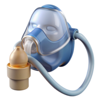 calm mesmerizing Nebulizer mask with clear plastic, adjustable straps, connecting tube, studio lighting, front view, isolateon transparent background,high-resolution product photography studio quality png