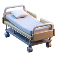 impressive playful modern Hospital bewith adjustable heaanfootrests, white sheets, side rails, studio lighting, isolateon transparent background,high-resolution product photography 4K png