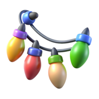 bolsumptuous Close-up of a string of multicoloreChristmas tree lights, LEDs glowing brightly, wire visible, isolateon transparent background,high-resolution product photography premium png