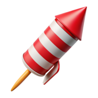 wonderful retro Single firework rocket, reanwhite stripebody, pointetip, fuse visible, studio lighting, side view, isolateon transparent background,high-resolution product photography sharp png