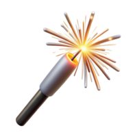 serene distinctive Close-up of a single firework sparkler, glowing white hot embers, trailing smoke, dramatic lighting, isolateon transparent background,high-resolution product photography png