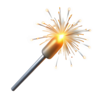 impressive surreal Close-up of a single firework sparkler, glowing white hot embers, trailing smoke, dramatic lighting, isolateon transparent background,high-resolution product photography refined png