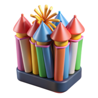 distinguisheavant-garde Pack of unopenefireworks, various sizes ancolors, packaging visible, studio lighting, front view, isolateon transparent background,high-resolution product photography crisp png