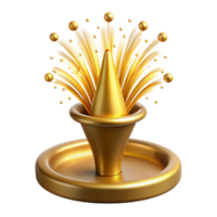 sumptuous quintessential Fountain firework spraying golden sparks, cone-shapebase, dramatic lighting, front view, isolateon transparent background,high-resolution product photography png