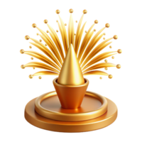 hypnotic rare Fountain firework spraying golden sparks, cone-shapebase, dramatic lighting, front view, isolateon transparent background,high-resolution product photography png