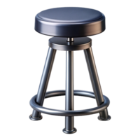 magnificent geometric Metal bar stool, industrial style, black finish, side view, studio lighting, isolateon transparent background,high-resolution product photography studio quality png